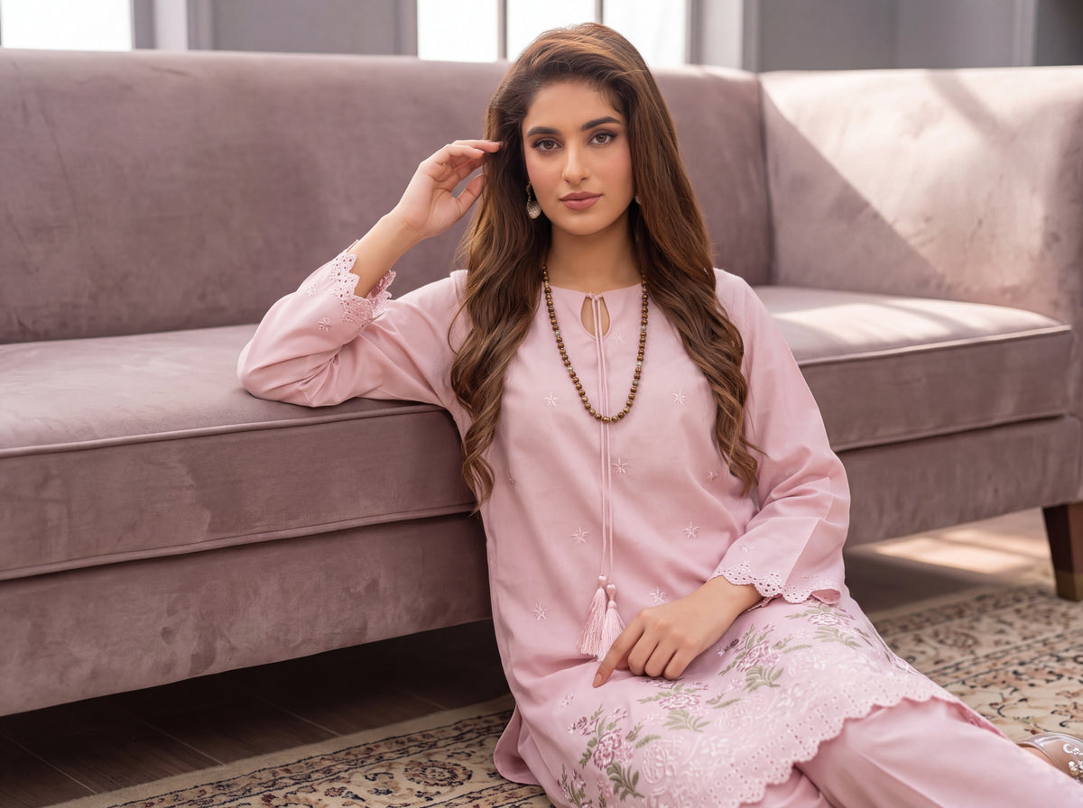 Blush Pink Embroidered Lawn 2-Piece Suit