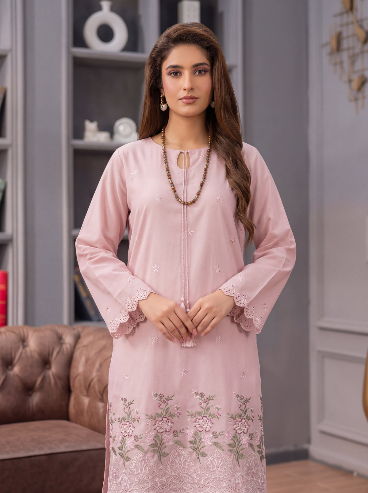 Blush Pink Embroidered Lawn 2-Piece Suit