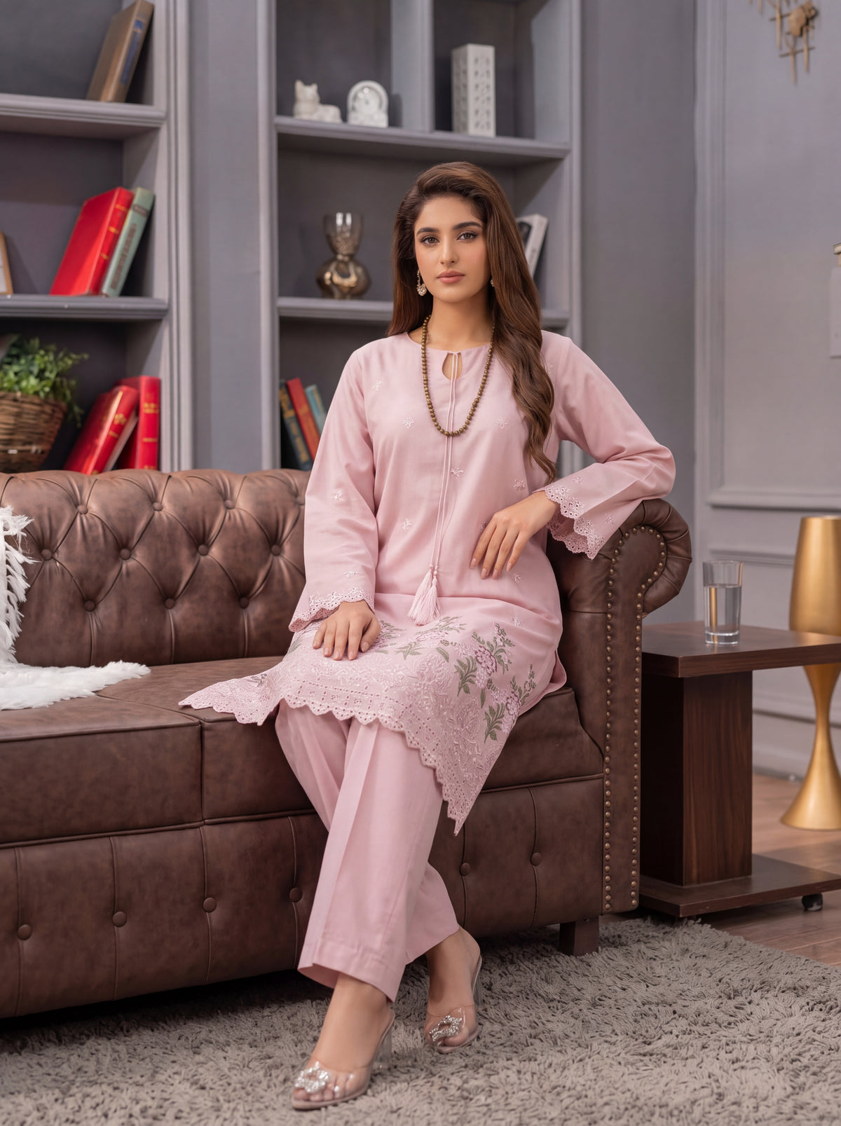 Blush Pink Embroidered Lawn 2-Piece Suit