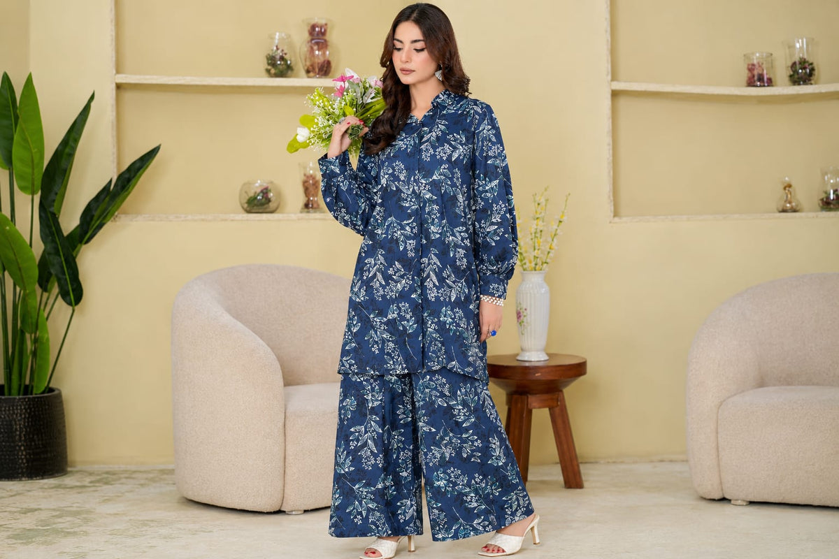 Midnight Blue Floral Printed 2-Piece